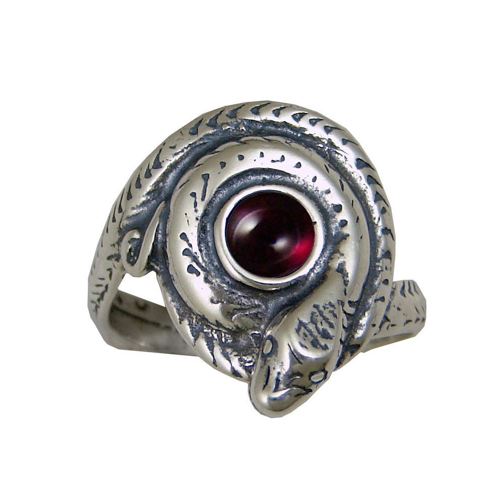 Sterling Silver Snake Ring With Garnet Size 10